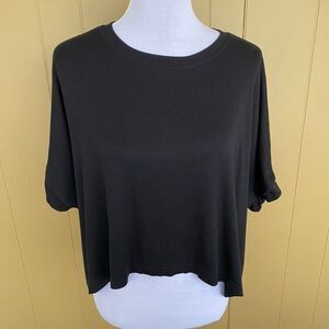 Dokotoo women S oversize batwing loose fit crewneck short sleeve top black